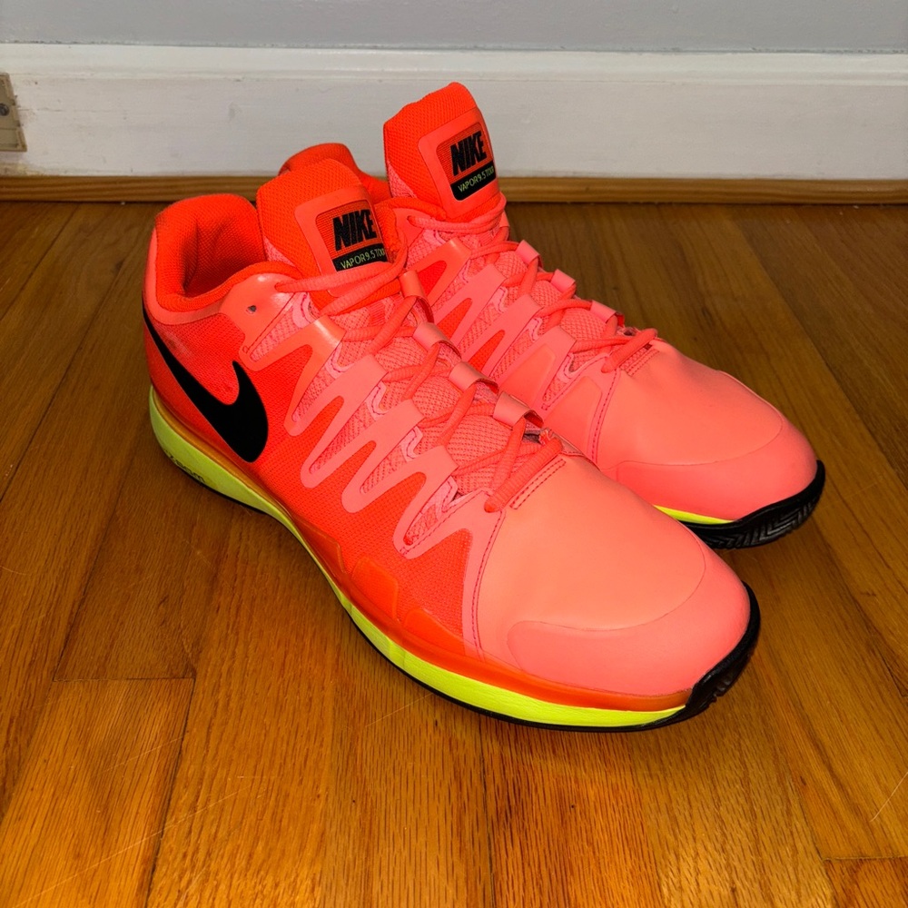 Nike Zoom Vapor 9.5 Tour Clay Neon Orange Green Federer Tennis Shoes sZ 14